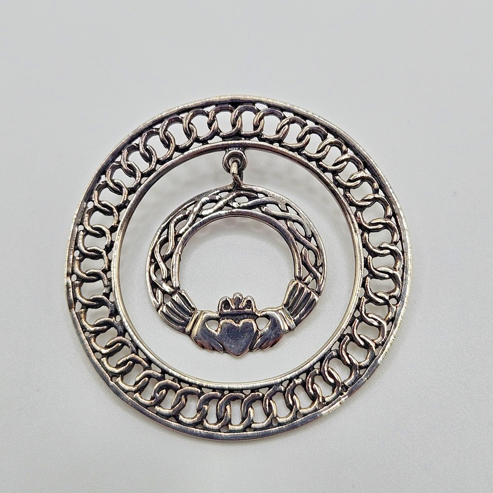 Sterling Silver Claddagh Pendant Large Celtic